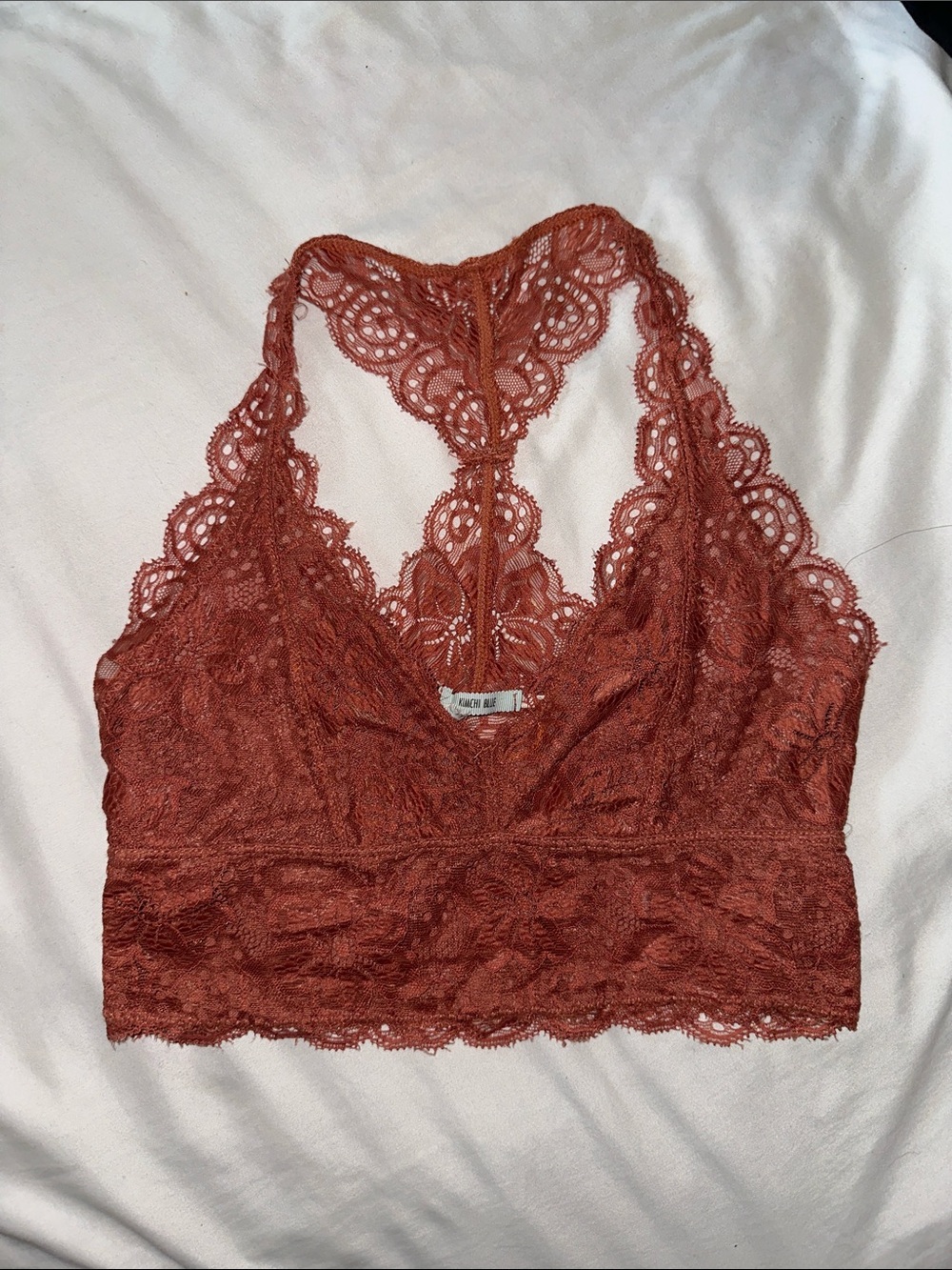 Rust lace racerback bralette